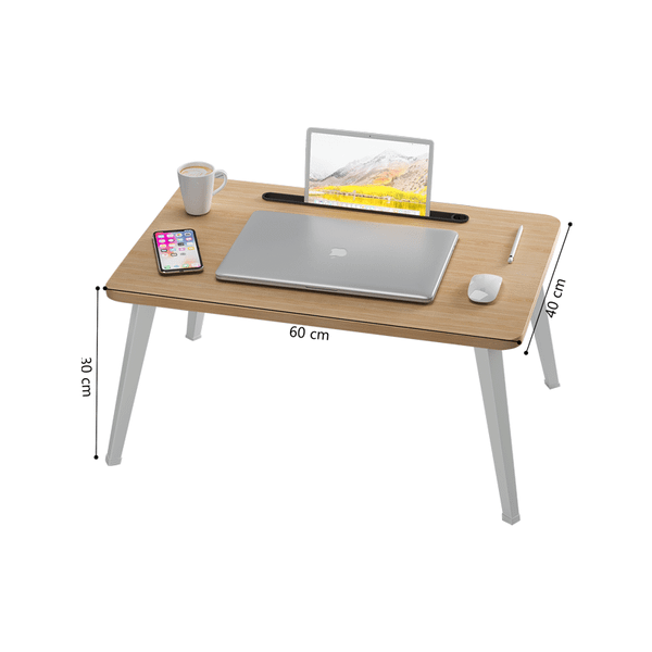 Bàn Làm Việc Gấp Gọn Màu Vân Gỗ/Trắng, Thiết Kế Khe Cắm Ipad Tiện Lợi - Nội Thất IGA - GP220