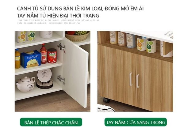 Bàn Ăn Gấp Gọn Xoay 360 Kèm Ngăn Tủ 2 Cánh Thông Minh - Nội Thất IGA - GP286