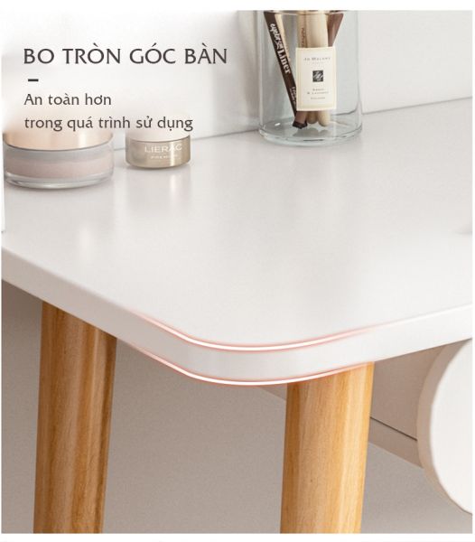 Combo Bàn Trang Điểm GP196.01 Trắng K Led+ Ghế GP138.01 Trắng