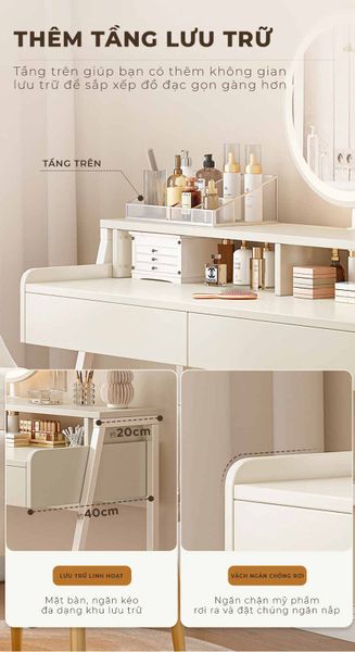 Bàn trang điểm phòng ngủ có gương LED - GM175