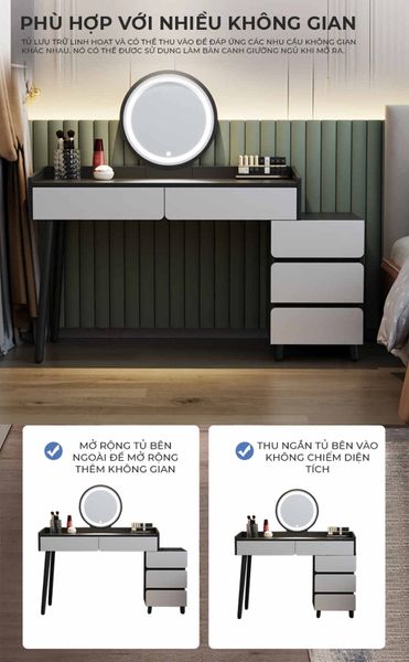 Bàn trang điểm đen trắng phong cách tối giản - GP367