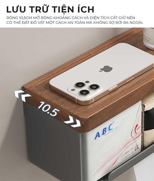 Hộp đựng giấy nhà tắm đen óc chó - GM184