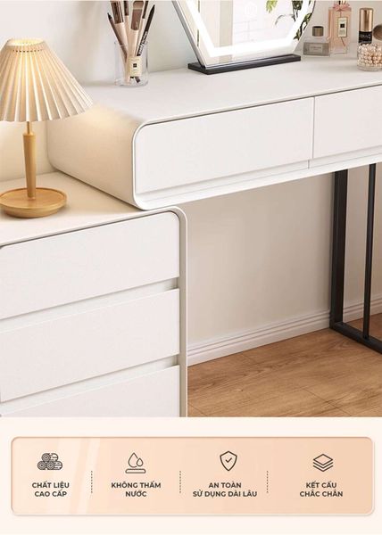 Bàn trang điểm TC chân sắt đen gỗ trắng - GM154 - Hết hàng