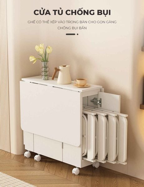 Bàn ăn thông minh gấp gọn màu trắng - GP372