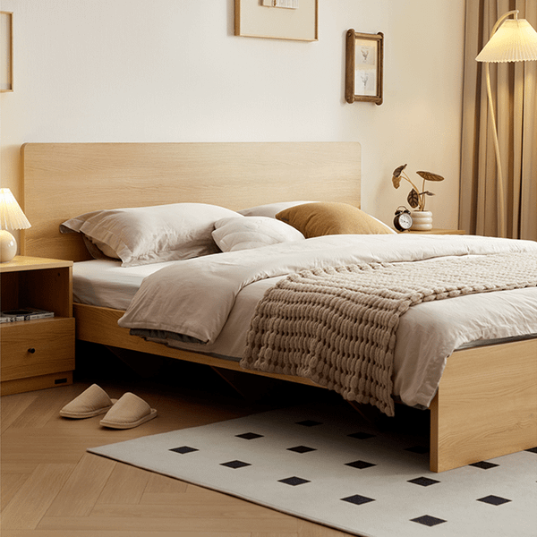 Giường ngủ đôi vân gỗ, full trắng nhiều kích thước hiện đại - Nội thất IGA - GP338