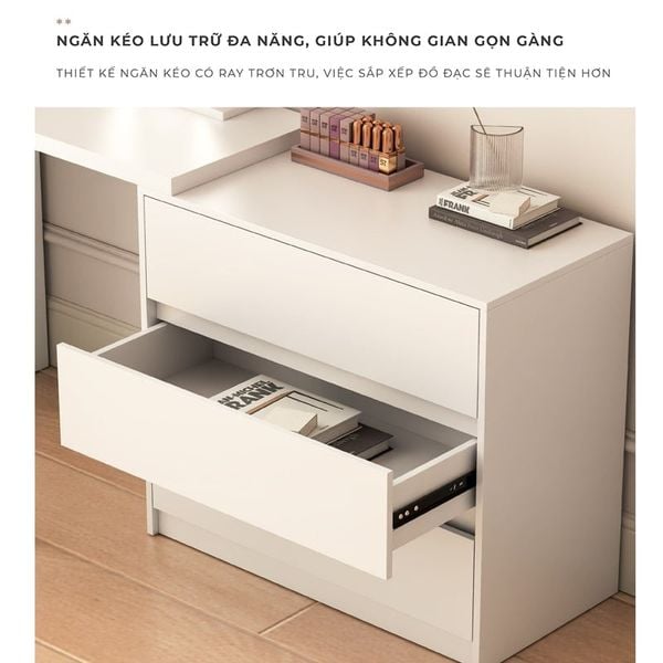 Bàn Trang Điểm Tích Hợp Tủ Đồ Xếp Gọn Màu Trắng Thanh Lịch - GP325 (KHÔNG KÈM GƯƠNG)
