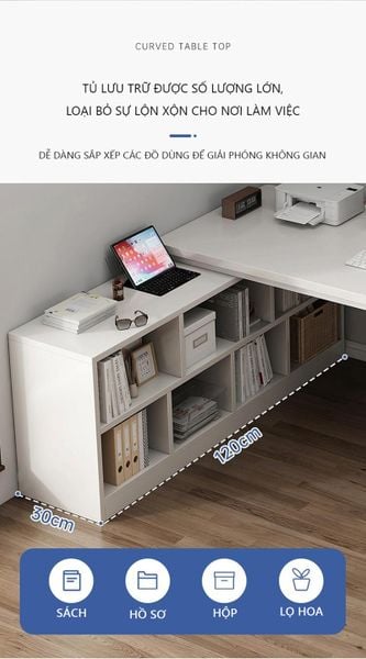 Bàn Làm Việc Chữ L Kèm Kệ Sách - Nội Thất IGA - GM131