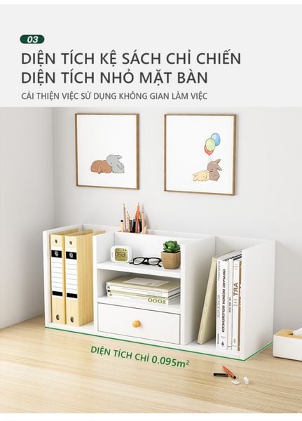 Kệ Sách Để Bàn Có 4 Ngăn Tủ, 1 Hộc Tủ Nhỏ Gọn - GP258