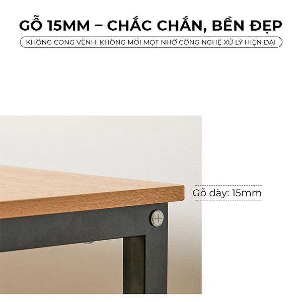 Bàn Làm Việc Khung Đen/Trằng Vân Gỗ - GM209