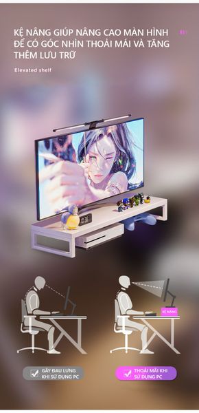Bàn Gaming Hình Chữ Nhật Sang Trọng Màu Trắng/Đen - Nội Thất IGA - GM80
