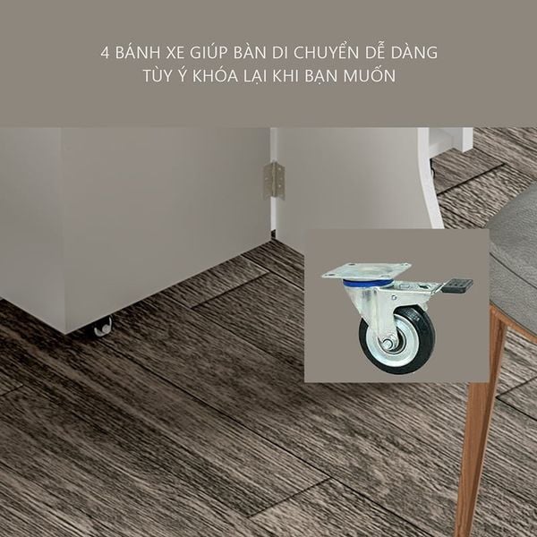 Bàn Ăn Gấp Gọn Thông Minh, Có Cơ Chế Bánh Xe Dễ Dàng Di Chuyển - Nội Thất IGA - BATM5