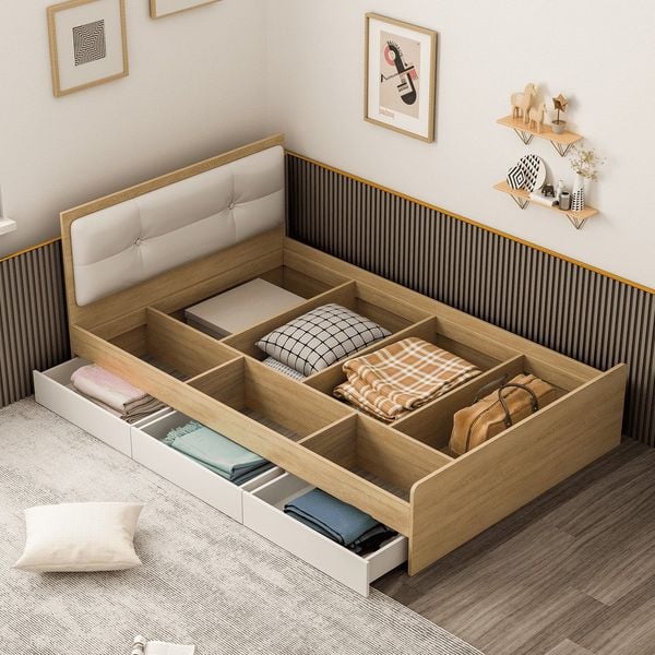 Giường Gỗ Đơn Kèm 3 Ngăn Kéo Lớn Tiện Dụng - Nội Thất IGA - GP239