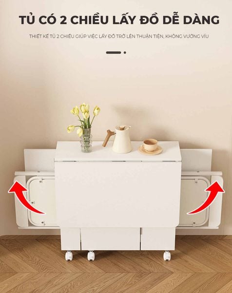 Bàn ăn thông minh gấp gọn màu trắng - GP372