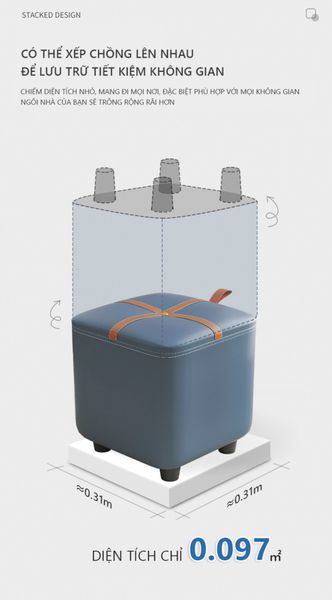 Ghế Đôn Da Simili Chân Nhựa Phong Cách Bắc Âu - Nội Thất IGA - GC16