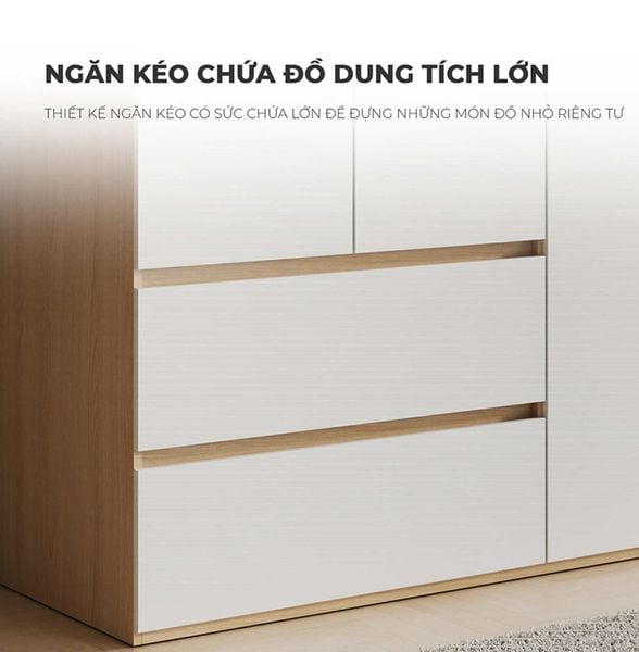 Tủ quần áo 3 cánh vân gỗ trắng - GP339