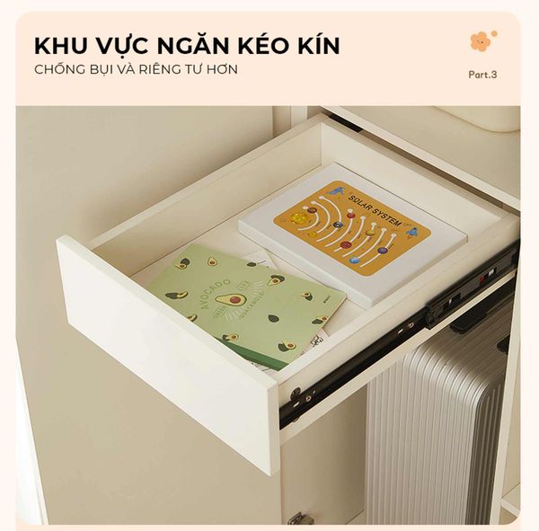 Tủ quần áo trẻ em 4 cánh mở rộng rãi – GP374