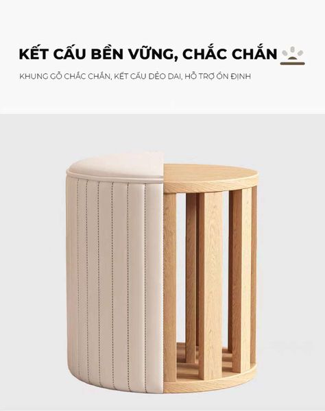Ghế đôn trang điểm màu trắng - GC45