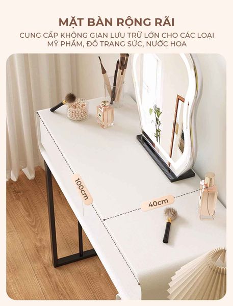 Bàn trang điểm TC chân sắt đen gỗ trắng - GM154 - Hết hàng