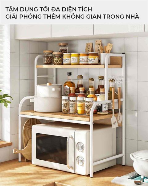 Kệ đa năng 3 tầng (khung trắng + vân gỗ ) - GM140.13