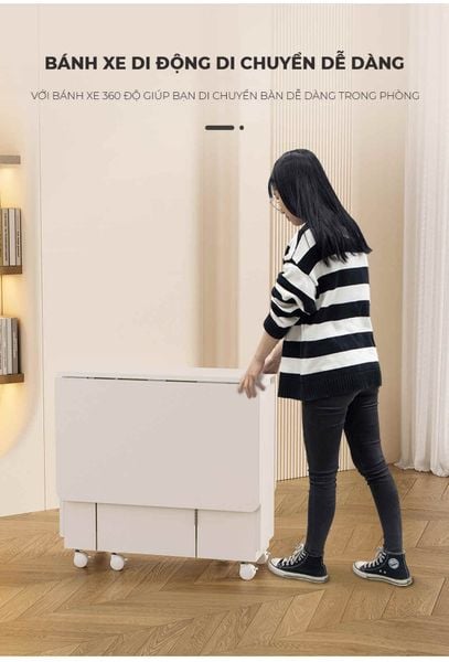 Bàn ăn thông minh gấp gọn màu trắng - GP372