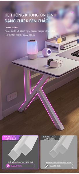 Bàn Gaming Hình Chữ Nhật Sang Trọng Màu Trắng/Đen - Nội Thất IGA - GM80
