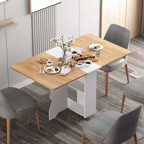 Bàn Ăn Gấp Gọn Thông Minh, Có Cơ Chế Bánh Xe Dễ Dàng Di Chuyển - Nội Thất IGA - BATM5