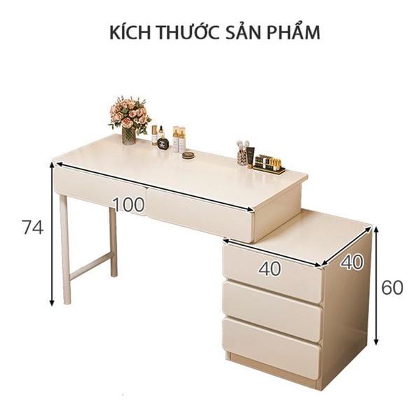 Bàn Làm Việc Chân Sắt Kết Hợp Ngăn Kéo Đa Năng - Nội Thất IGA - GM142