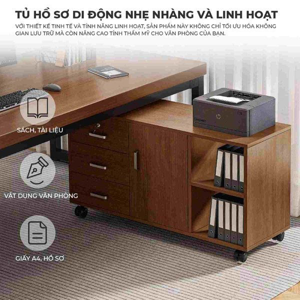 Bàn Làm Việc Thông Minh Kết Hợp Tủ Hồ Sơ Di Động GM190