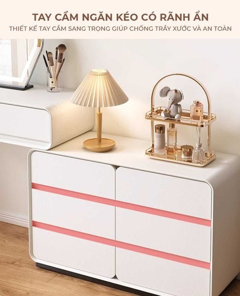 Bàn trang điểm TC chân sắt đen gỗ trắng - GM154