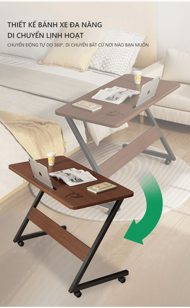 Bàn Làm Việc - Bàn Học Chân Chữ Z Có Bánh Xe Di Chuyển Mọi Nơi Trong Căn Phòng Của Bạn IGA - GM75