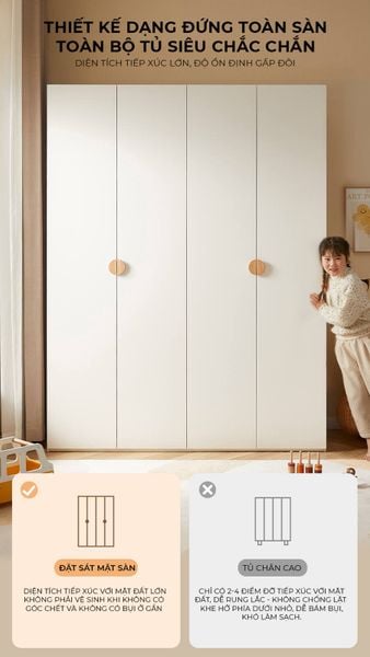 Tủ quần áo trẻ em 4 cánh mở rộng rãi – GP374