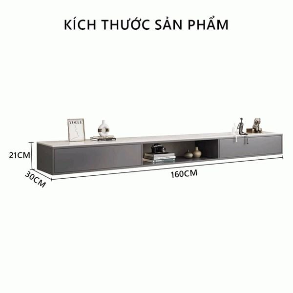 Kệ Tivi Treo Tường Ngăn Mở Màu Vân Đá Châu Âu Tối Giản - Nội Thất IGA - GP303