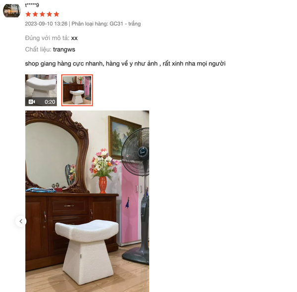 Ghế Bàn Trang Điểm Vải Bố Lông Xù Màu Trắng/Hồng - Nội Thất IGA - GC31