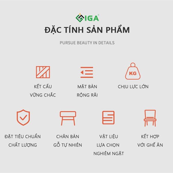 Bàn Ăn Hình Vuông/Chữ Nhật Màu Vân Gỗ Tinh Tế Phong Cách Bắc Âu - Nội Thất IGA - GP181