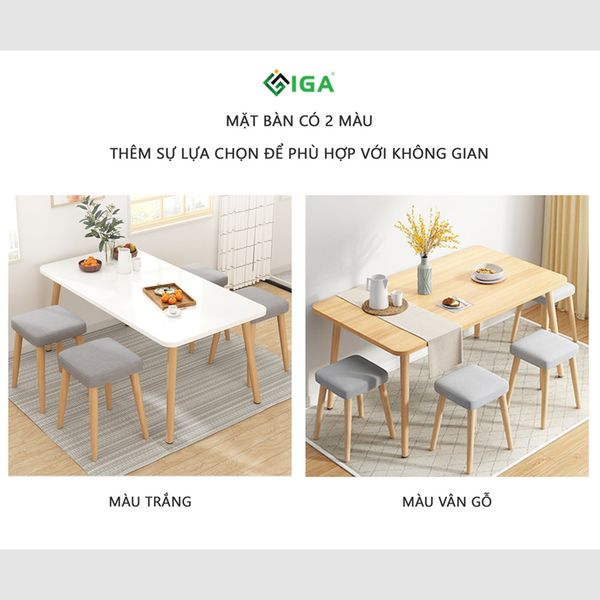 Bàn Ăn Hình Vuông/Chữ Nhật Màu Vân Gỗ Tinh Tế Phong Cách Bắc Âu - Nội Thất IGA - GP181