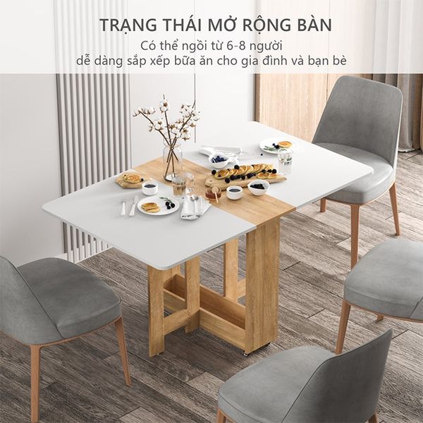 Bàn Ăn Thông Minh Gập Gọn Thiết Kế Bánh Xe Tiện Lợi - Nội Thất IGA - GP97.41