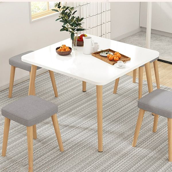 Bàn Ăn Chân Gỗ Sồi Thiết Kế Màu Trắng Ánh Tím Đơn Giản - Nội Thất IGA - GP192
