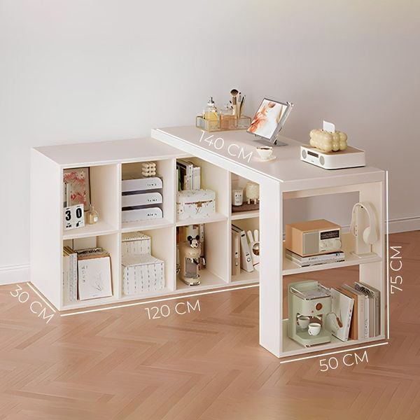 Bàn làm việc tích hợp nhiều tủ đề đồ 6-8 ngăn xoay 360 độ - Nội thất IGA - GP368
