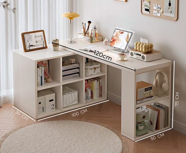 Bàn làm việc tích hợp nhiều tủ đề đồ 6-8 ngăn xoay 360 độ - Nội thất IGA - GP368
