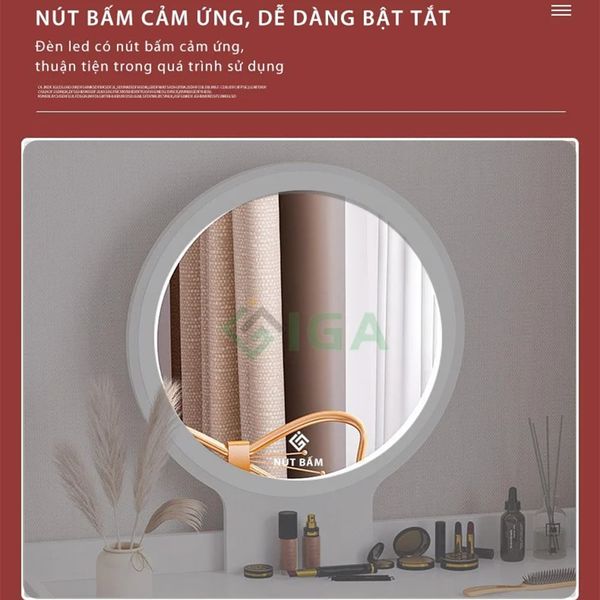Bàn Trang Điểm Gương LED Cảm Ứng Trắng Có Hộc Tủ - GP202 - Hết hàng