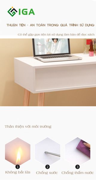 Bàn Trang Điểm Nhỏ Gọn Ngồi Bệt Có Hộc Tủ TATAMI - Nội Thất IGA - GP152