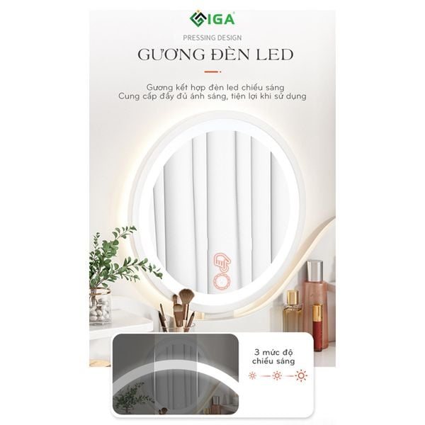 Bàn Trang Điểm Phong Cách Có Gương, Ngăn Tủ Tiện Lợi IGA - GP196