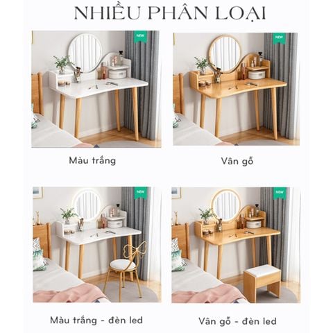 Bàn Trang Điểm Phong Cách Có Gương, Ngăn Tủ Tiện Lợi IGA - GP196