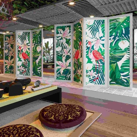 Bình phong vách ngăn phong thủy hình hoa - BP.IN.01