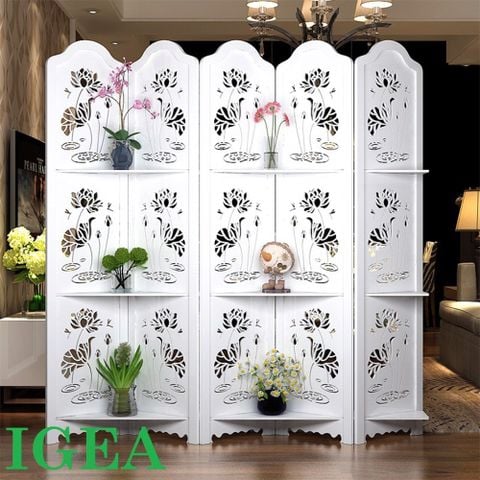 Bình Phong Hình Hoa Sen To Dưới Nước Có Kệ Trang Trí - Nội Thất IGA - IG478