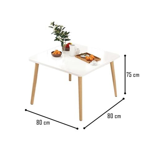 Bàn Ăn Chân Gỗ Sồi Thiết Kế Màu Trắng Ánh Tím Đơn Giản - Nội Thất IGA - GP192