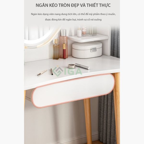 Bàn trang điểm gương LED cảm ứng, có hộc tủ, có ngăn nhỏ tiện lợi - Nội Thất IGA - GP201