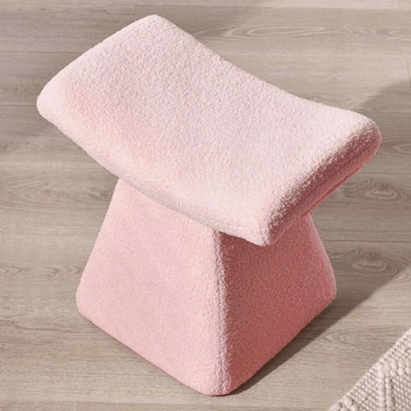 Ghế Bàn Trang Điểm Vải Bố Lông Xù Màu Trắng/Hồng - Nội Thất IGA - GC31