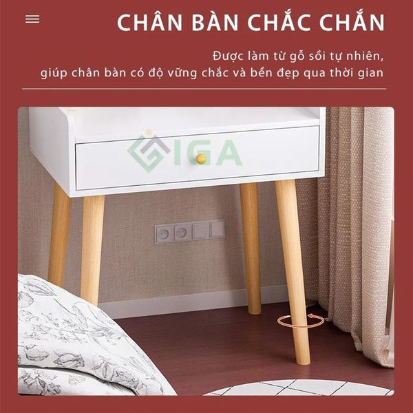 Bàn Trang Điểm Gương LED Cảm Ứng Trắng Có Hộc Tủ - GP202 - Hết hàng