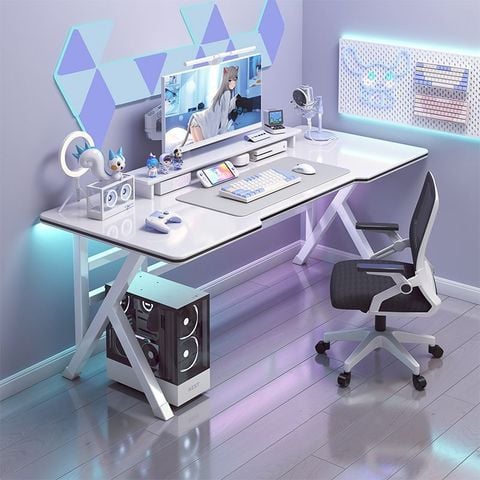 Bàn Gaming Hình Chữ Nhật Sang Trọng Màu Trắng/Đen - Nội Thất IGA - GM80